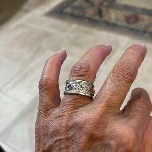 SS Ring with  Garnet, Peridot, Amethyst, Citrine and Blue Topaz. size 7 1/2